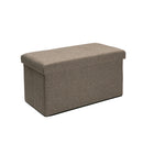 2 of 4:Simplify Faux Linen Double Folding Storage Ottoman, Natural, 30x15x15 Inches 