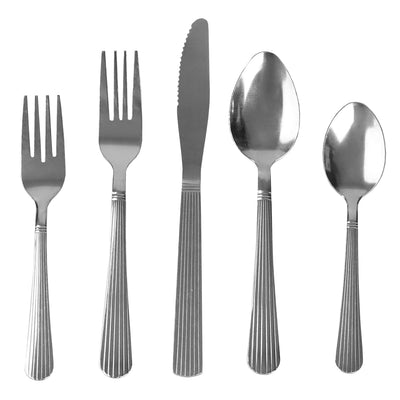 1 of 4:Home Basics Danbury Juego de cubiertos de acero inoxidable de 20 piezas, color plateado 