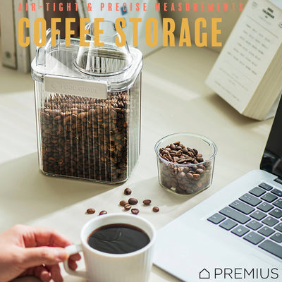 4 of 15:PREMIUS Plastic Food Storage Container with Measuring Cup, Clear-Natural 