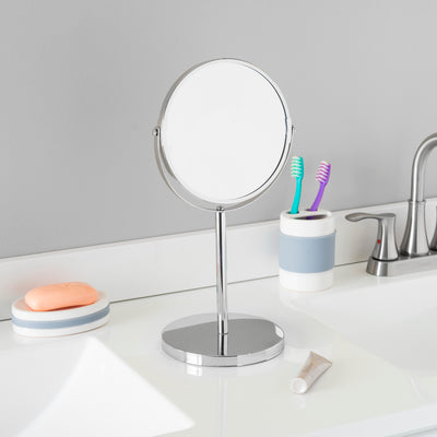 2 of 3:Miroir double face Home Basics en acier chromé, argenté 