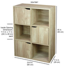 6 of 6:Home Basics 6 Cube Wood Storage Shelf with Doors, Natural 