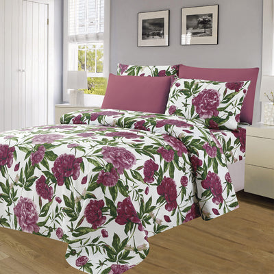2 of 4:Essentials Bright 4 & 6 Piece Printed Wrinkle-Free Sheet Set, Peony Retreat 
