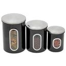 3 of 4:Home Basics Lot de 3 boîtes de conservation en acier inoxydable avec fenêtre, noir 