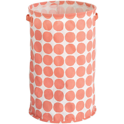 1 of 4:Bac de rangement rond en tissu iDesign Dot avec poignées, corail, 38 x 38 x 61 cm 