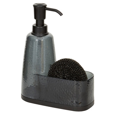 1 of 1:Home Basics Soap Dispenser With Sponge and Holder, Hammered Black 
