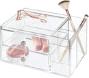 1 of 6:iDesign Plastic Vanity 2 Drawer Organizer with Side Caddy, 6.5x6.5x6.5 Inches, Clear 