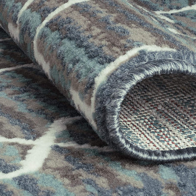 13 of 13:Capri 3-Piece Crosshatch Design Rug Set, Blue-Gray, 5x7 Feet 