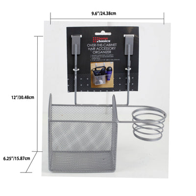4 of 4:Home Basics Steel Over the Cabinet Hairdryer Organizer, Silver 
