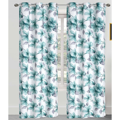 2 of 4:Mackenzie 2 Pack Floral Printed Room Darkening Grommet Window Panel, 2-38x84 Inches 