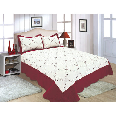 6 of 16:PREMIUS Reversible Quilt Set, Bordered Embroidered Floral 