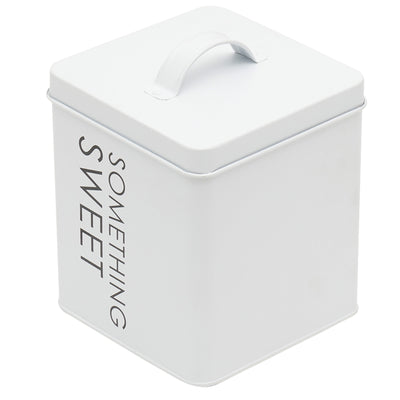 1 of 2:Home Basics Tin Canister, Something Sweet, Large, White, 5.5x5.5x6.5 Inches 