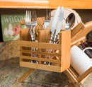 2 of 3:Home Basics Bamboo Utensil Holder and  Fast-Drying Rack with Built-in Hooks, Natural 