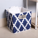 4 of 4:Home Basics Lattice Collapsible Non-Woven Storage Bin with Grommet Handle, Navy 
