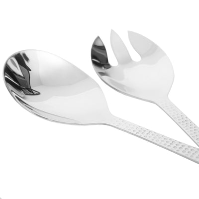 2 of 4:Home Basics 2 Piece Stainless Steel Hosting Serving Set with Hammered Finish Handles, Silver 