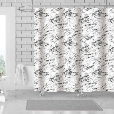 1 of 1:Rideau de douche en toile imprimée marbre Deanna, 13 pièces, avec crochets, blanc-gris clair, 178 x 183 cm 