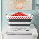4 of 5:Home Basics Collapsible Laundry Basket, Grey 