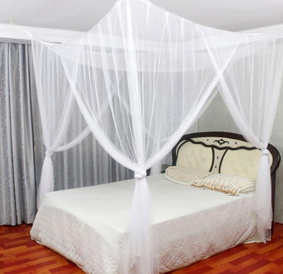 4 of 4:Just Relax Four Corner Post Elegant Mosquito Net Bed Canopy Set, Beige, Full-Queen-King 
