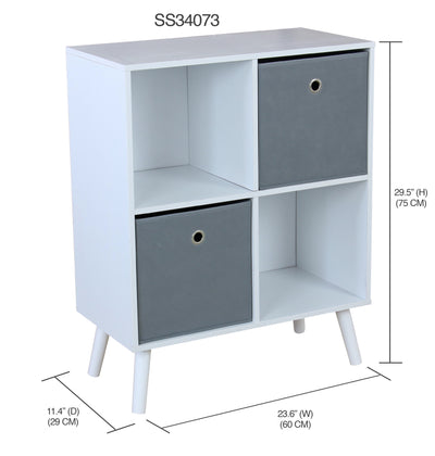 2 of 2:Organiseur Home Basics 4 cubes avec deux bacs, blanc 