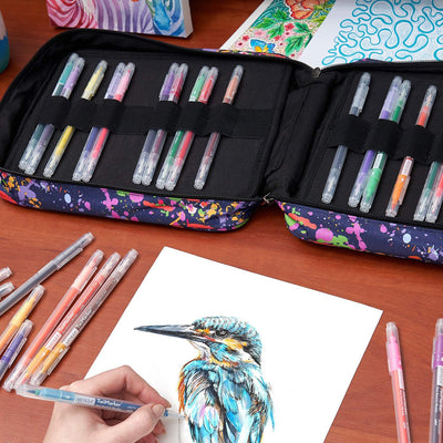 2 of 4:Trousse à crayons ARTEZA, 64 emplacements élastiques, peut contenir jusqu'à 205 crayons, motif éclaboussures de peinture 