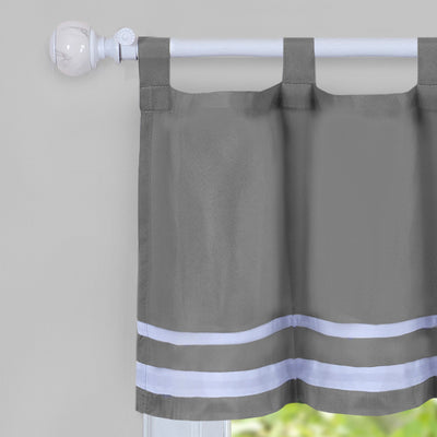 2 of 2:Ensemble de rideaux Dakota à étages et cantonnière - 58 x 24 - Gris 