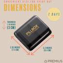 5 of 6:PREMIUS 7 Day Compact Travel Foldable Pill Organizer Box, Clear-Black, 3.3x2.95x1.18 Inches 