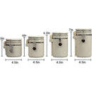 7 of 7:Home Basics 4 Piece Ceramic Canisters with Air-Tight Clamp Lid and Wooden Spoons, Beige 