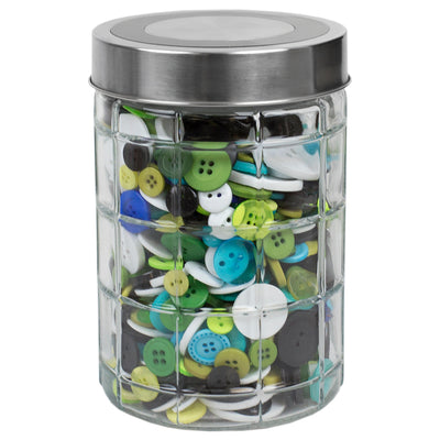 4 of 7:Home Basics Chex Collection 37 oz. Medium Glass Canister with Stainless Steel Lid 