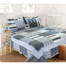 1 of 2:PREMIUS Reversible Quilt Set, Striped Patchwork, Blue 