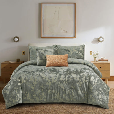 10 of 12:Ensemble de couette réversible Séoul 5 pièces en chenille métallisé brillant 
