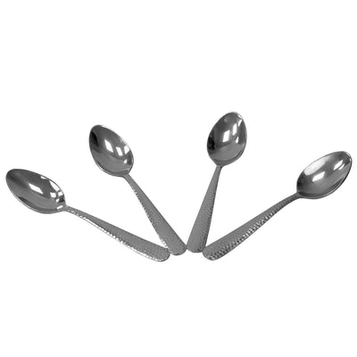 3 of 4:Home Basics Cucharas de té martilladas de acero inoxidable (paquete de 4), plateadas 