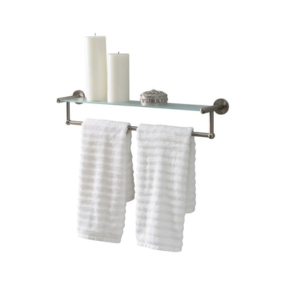 3 of 4:Neu Home Glass Shelf and Towel Bar in Satin Nickel 