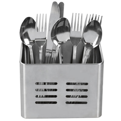 3 of 6:Home Basics Dual Compartment Stainless Steel Cutlery Holder 
