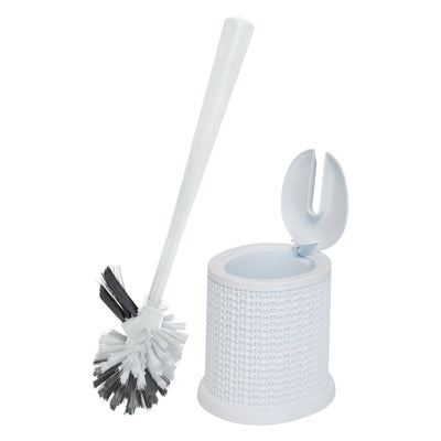 1 of 4:Bath Bliss Self Closing Lid Toilet Brush with Rim Scrubber in Sailor Knot Design 