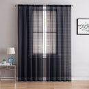 47 of 52:Lisa Plaid Sheer Rod Pocket Panel, Black, 55x90 Inches 