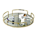 2 of 4:Accueil Détails Plateau de vanité miroir rond moderne en or satiné 