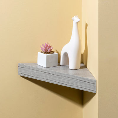 4 of 4:Étagère flottante d'angle en bois Home Basics, grise 