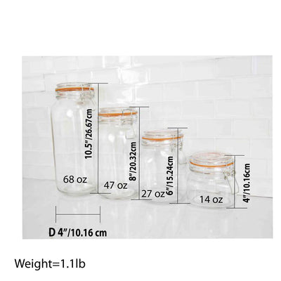 5 of 6:Home Basics 4 Piece, Clear Glass Canister Set with Hermetic Lids 