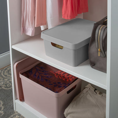 3 of 4:Boîte de rangement Vinto moyenne avec couvercle, gris 