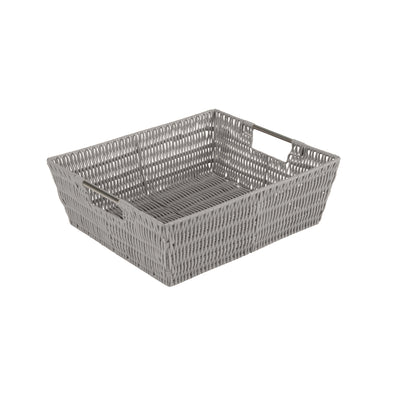 1 of 4:Simplify Shelf Storage Rattan Tote Basket in Grey 