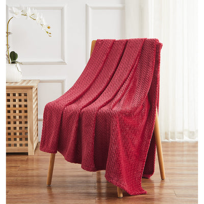 5 of 7:Herringbone Velvet Plush Textured Throw Blanket, 50x70 Inches 