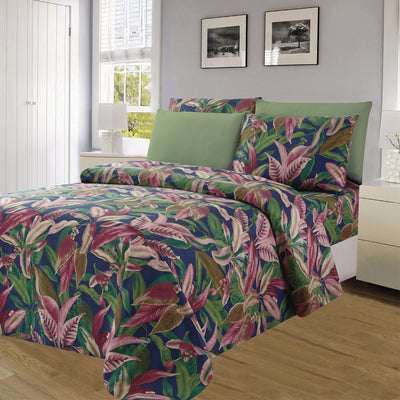 3 of 4:Essentials Bright 4 & 6 Piece Printed Wrinkle-Free Sheet Set, Tropical 