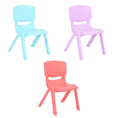 1 of 1:JOON Stackable Plastic Kids Learning Chairs Set, Baby Blue-Lilac-Coral 