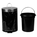 2 of 5:Home Basics Cubo de basura con escalón de mármol sintético de 3 litros con asa de metal incorporada, negro 