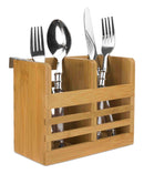1 of 3:Home Basics Bamboo Utensil Holder and  Fast-Drying Rack with Built-in Hooks, Natural 