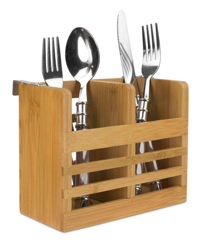 1 of 3:Home Basics Bamboo Utensil Holder and  Fast-Drying Rack with Built-in Hooks, Natural 