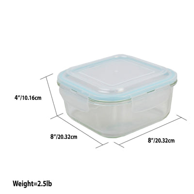 5 of 5:Récipient alimentaire carré en verre borosilicaté Home Basics de 1 134 g avec couvercle verrouillable en plastique étanche et hermétique 