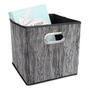 1 of 4:Bac de rangement pliable en tissu non tissé Home Basics, couleur bois, avec poignée à œillets, noir 