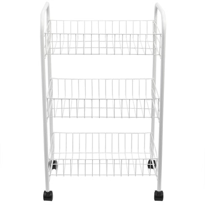 3 of 6:Home Basics Carrito de cocina multiusos de metal con ruedas, color blanco 
