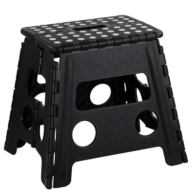 1 of 2:Home Basics Large Plastic Folding Stool with Non-Slip Dots, Black 
