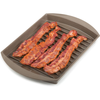 2 of 8:Prep Solutions Microwave Small Bacon Grill with Vented Cover, Brown, 10 x 7 Inches 